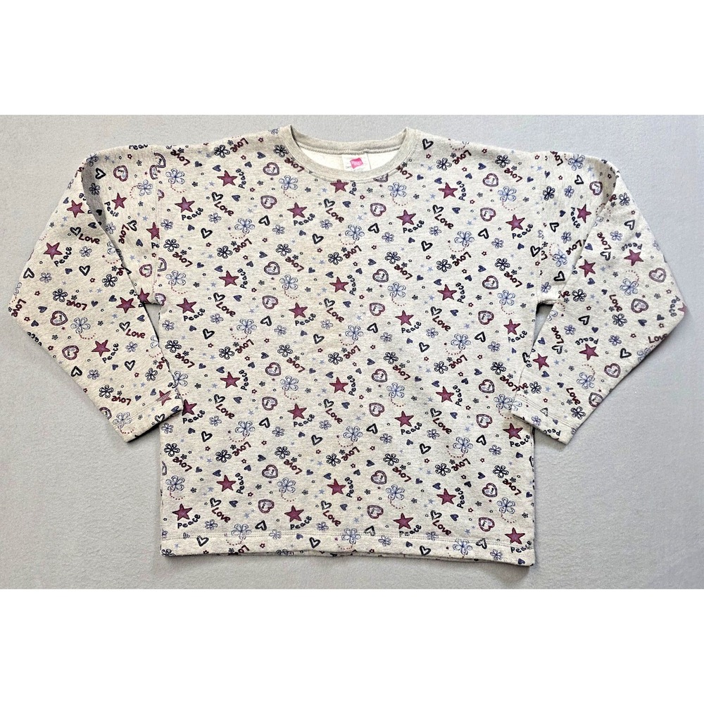 Vintage Hanes Sweatshirt Womens XL 14/16 Gray Graphic All Over Print Stars